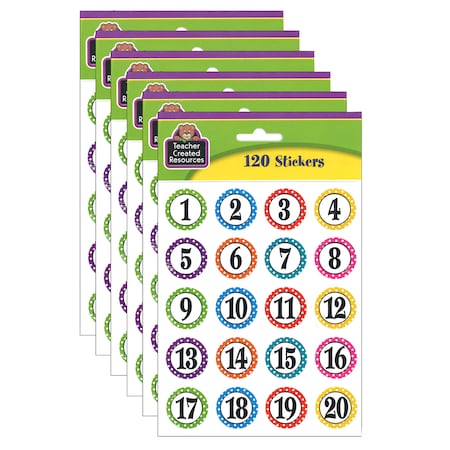 Teacher Created Resources Polka Dots Numbers Stickers, PK720 TCR3567